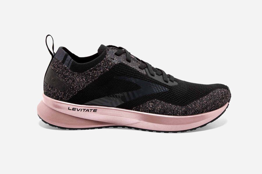 Levitate 4 Road Brooks Running Shoes NZ Womens - Black/Pink - VBGKIC-903